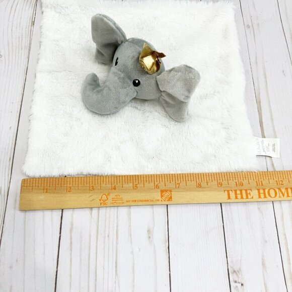 Lila & Jack Baby Elephant Gold Crown Security Blanket Lovey White Grey - Picture 8 of 9